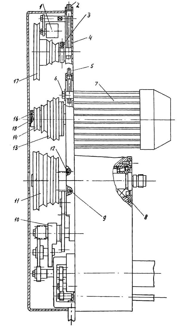 Шпиндельна бабка та привід головного руху токарного верстата Універсал-В